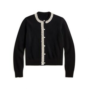 Vintage Rosanna Black Beaded Cardigan Jeweled Buttons XS S